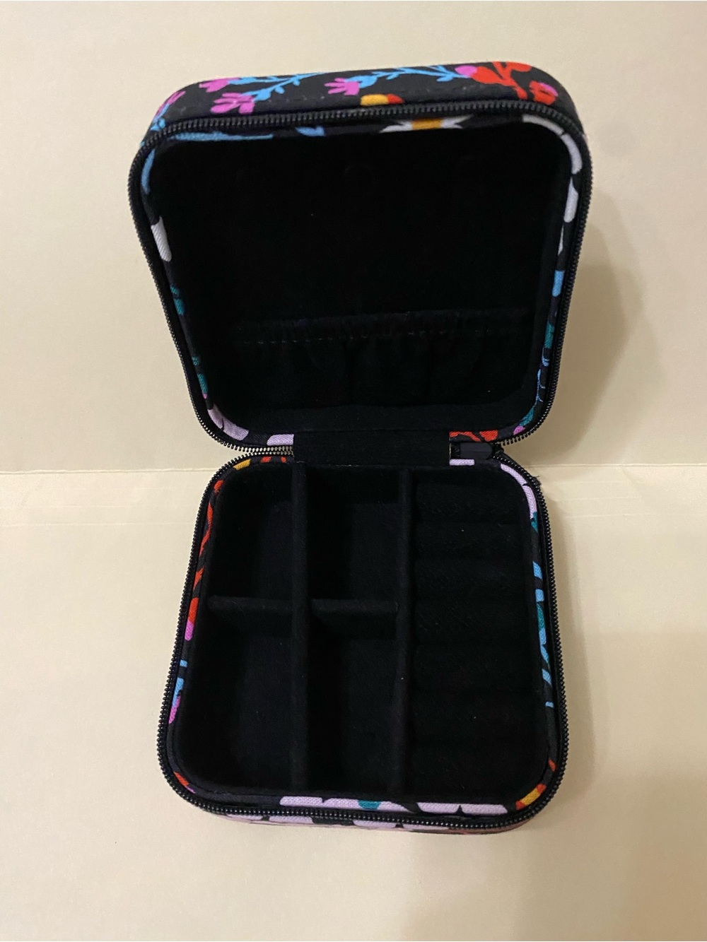 Kate Spade travel organizer Black with Floral Pink, Teal & Yellow Accents - Picture 3 of 9